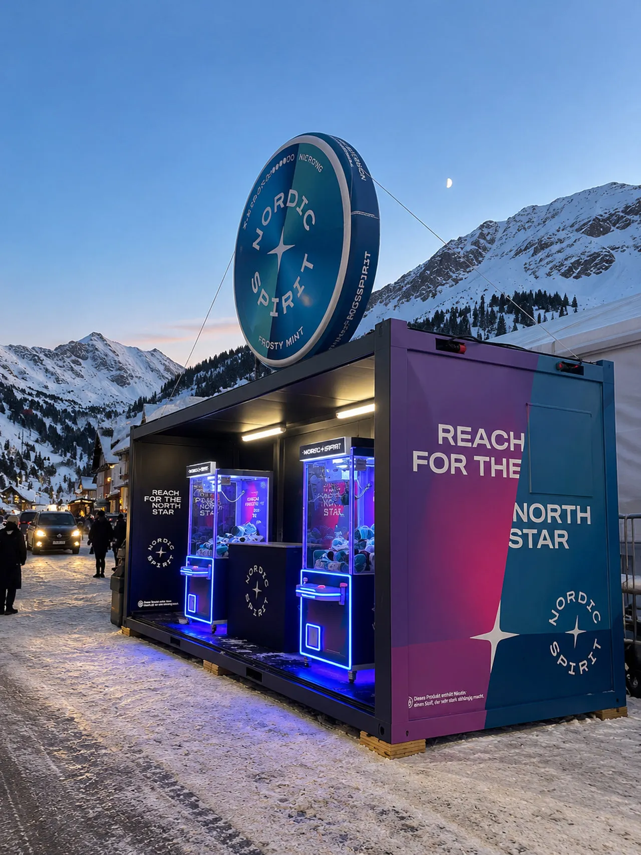 Nordic Spirit: nordic spirit kiosk im verschneiten abendlicht png